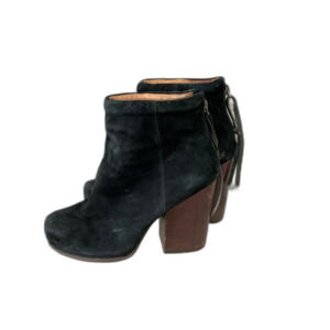 Jeffrey Campbell Rumble Black Suede Sz 7.5 Ankle Boots Stacked Block Heel